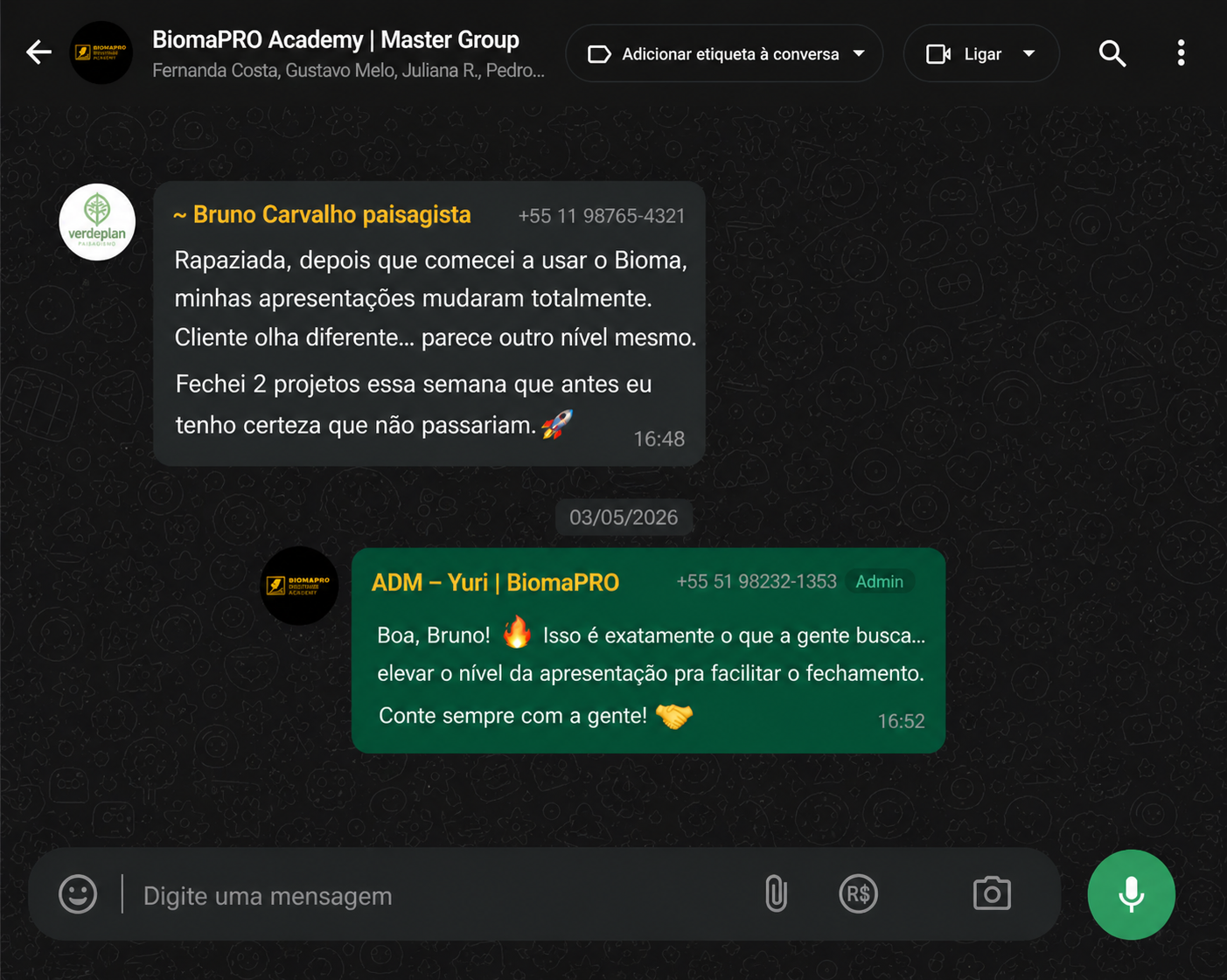 Print de WhatsApp - Cliente elogiando atendimento