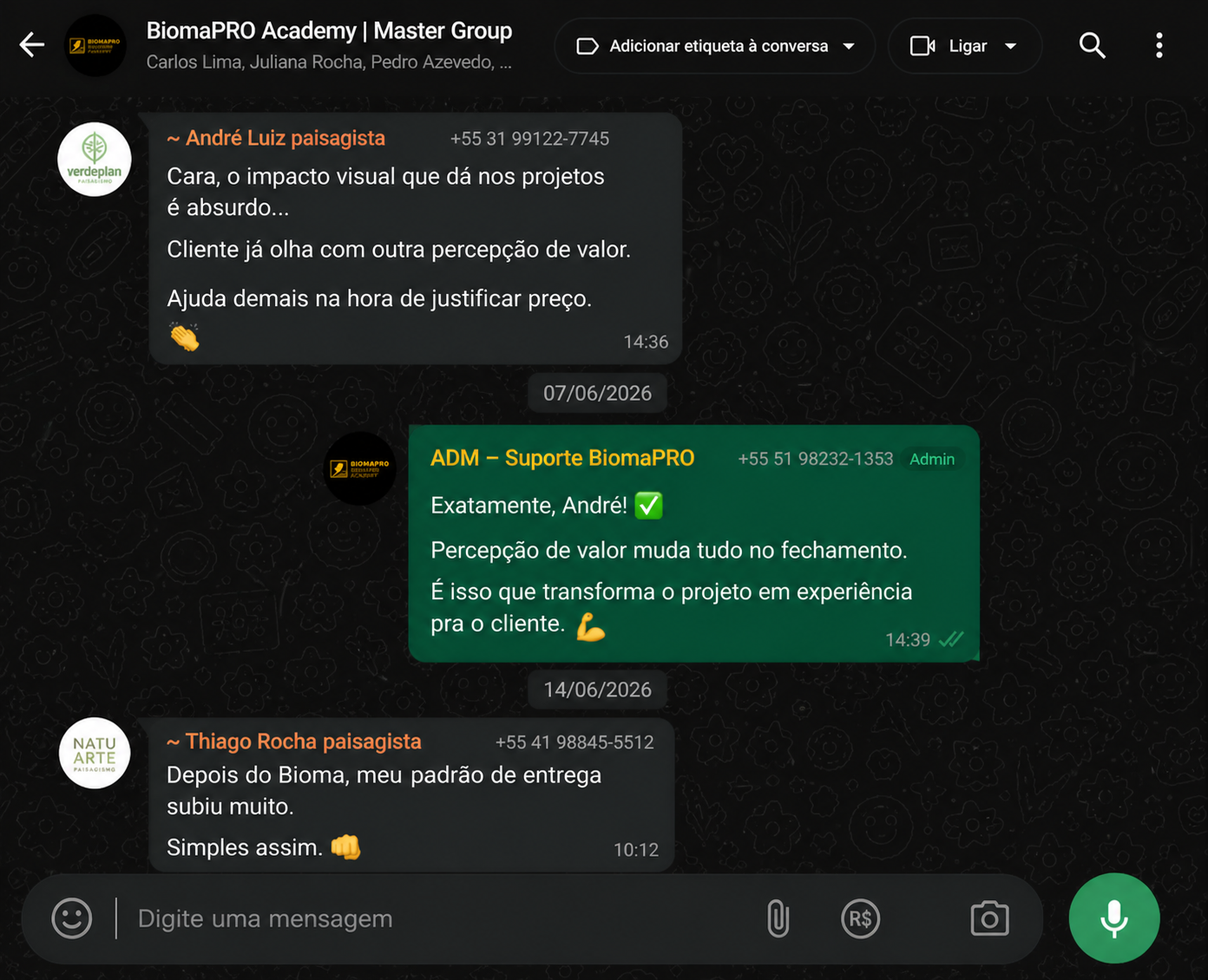 Print de WhatsApp - Fechamento de contrato